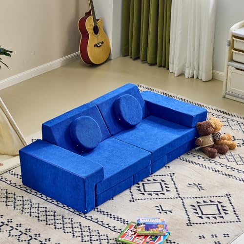LALAHO Kindersofa Spielsofa für Kinder aus Kordsamt Cord，Klappbar Bausteine