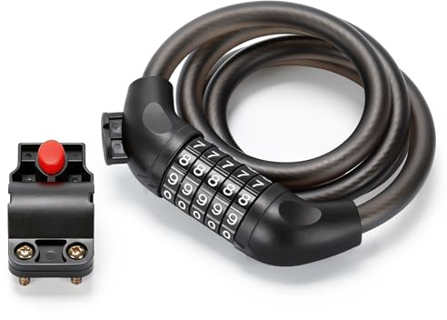 Junglor Chaîne Cadenas Vélo 5 Chiffres avec Fiche Épaissi de Niveau Sécurité Élevé, Robuste en Alliage de Zinc, Chaîne Antivol Vélo 120 CM, Serrure de câble pour Vélos, trotinette electrique