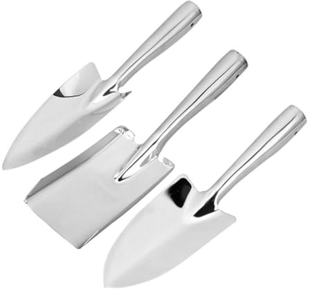 SHINEOFI Lot de 3 Set de Pelles de Jardin en Acier Inoxydable, Grandes Pelles à Main Solide, Outils de Jardinage Portables Résistants la Rouille, pour Désherbage et Entretien Extérieur