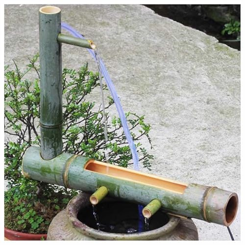 Fontana d'acqua in bambù, decorazione da giardino per interni ed esterni, fontana a cascata in stile giapponese, con kit pompa