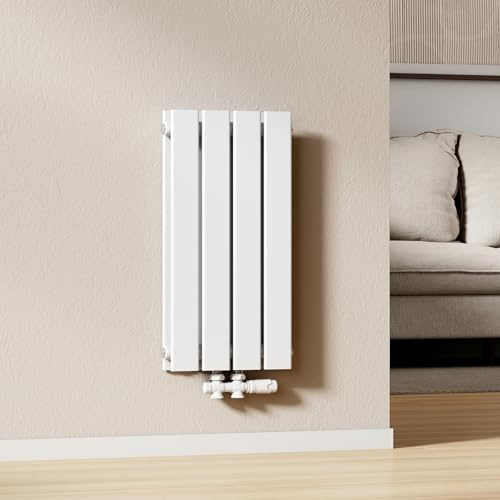 EMKE Radiador de Agua Caliente Blanco 600 x 304 mm,Panel Doble | 384W para 4 m², para Baño, Dormitorio o Salón, Montaje en Pared, sin Válvula