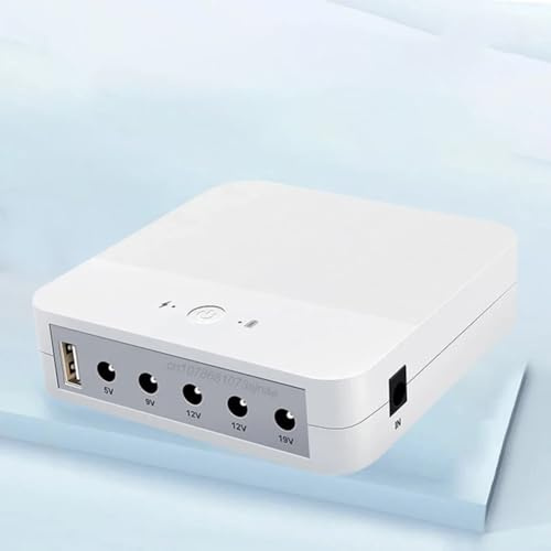 URPIZY Mini UPS 13200mAh Fuente de alimentación ininterrumpida 5V/9V/12V/19V Backup batería para router, cámara, control de acceso, color blanco