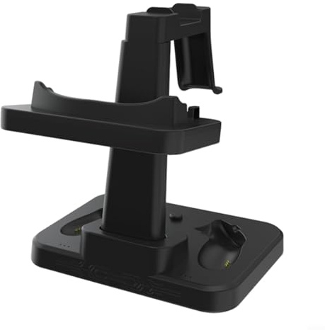 Soporte de exhibición de auriculares VR con base de carga y organizador para controladores y almacenamiento de accesorios