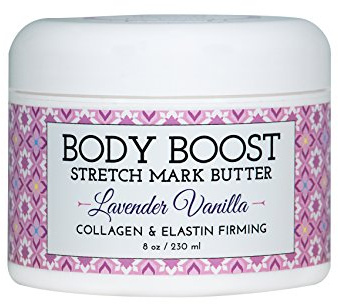 Body Boost Lavender Vanilla Stretch Mark Butter 8 oz.- Helps Treat Stretch Marks and Scars- Pregnancy and Nursing Safe- with Shea Butter