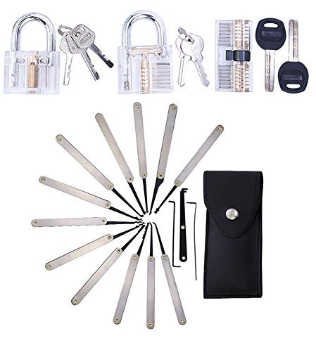 loboo Locksmith Tool transparente Übungsschlösser + 12-teiliges Entriegelungs-Set mit hoher Ergiebigkeit