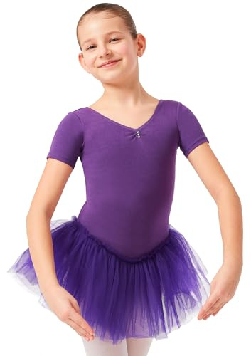 tanzmuster ® Ballettkleid Mädchen Tutu - Nele - aus Baumwolle mit Glitzersteinen, Ballettkleidung fürs Kinder Ballett