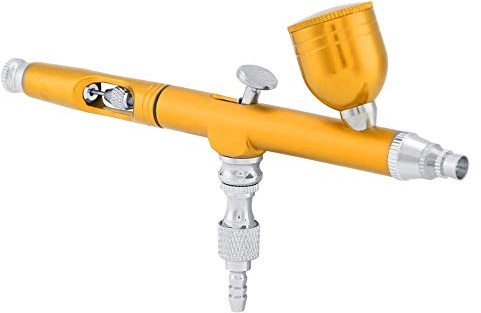 7CC Airbrush System Kit mit Ansaugstutzen Anstrichwerkzeug Multifunktionales Airbrush Kit mit Airbrush Spritzpistole für Spritzpistolen Spritzwerkzeug(Gold)