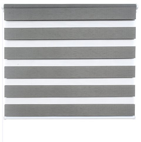 Laneetal Doppelrollo ohne Bohren Klemmfix, Duo Rollo Seitenzugrollo mit Klämmträgern, Sicht und Sonnenschutz für Fenster Tür Wand, lichtdurchlässig u. Verdunkelnd (Holzoptik Grau, 85 x 150 cm)