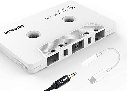 arsvita Car Audio aux Cassette Adapter and a Type C to 3.5mm Audio Aux Jack Adapter,Compatible for Google, Samsung, Xiaomi, Huawei All Type C Port Devices. - White