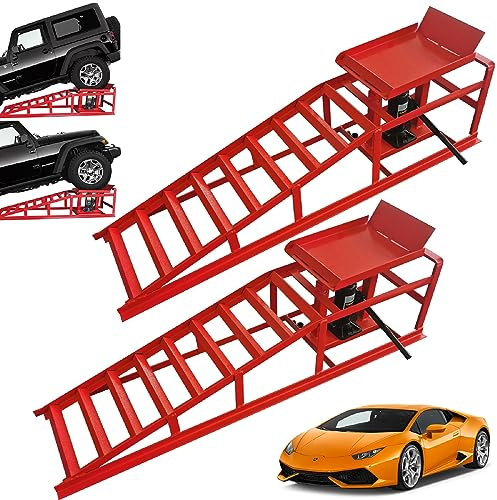 SuxiDi 2PCS Auto Car Truck Service Ramps Lifts, 10000lbs Heavy Duty Hydraulic Car Ramps Lift for Car Repair