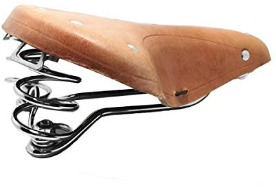 TentHome Vintage Fahrradsattel Touren-City-Sattel Bequem Komfort Leder Fahrradsitz mit Federn Nieten für Damen Herren