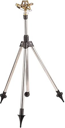 Raguso Edelstahl Sprinkler + Stativ Set Wasser Bewässerungswerkzeug Sprinkler Auto System Einstellbare Garten Rasen Bewässerung Zubehör
