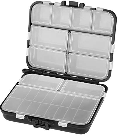 FAVOMOTO Fishing Tackle Box, Kunststoff Angelgerät Professionelle Angelgeräte Aufbewahrungsbox, Kunststoff Angelkasten Professionelle Angel Zubehör Aufbewahrungsbox (Schwarz)