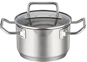 RÖSLE EXPERTISO Kochtopf, Hochwertiger Universaltopf aus Edelstahl 18/10, 16 cm, Glasdeckel, Innenskalierung, induktionsgeeignet, spülmaschinengeeignet, Silberfarben