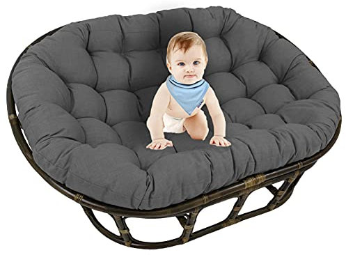 Doppeltes Papasan Kissen Im Freien Wasserdicht, üBergroßEs üBerfüLltes Doppel Papasan Stuhlkissen, Schaukelkissen für Den Garten Im Freien,Dark Gray,67 * 47 * 6in