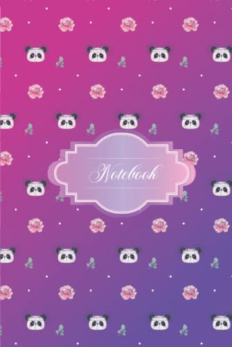 Lined Journal Notebook _ Gradient Pastel Panda Pattern Notebook _ Classic college ruled notebook great for school, office or personal notes