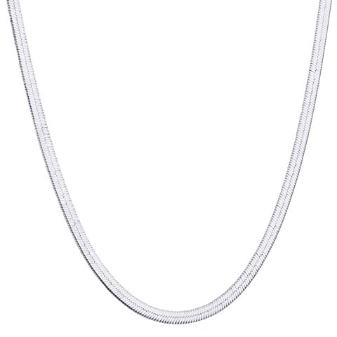 Epinki Halskette Männer 45-55 cm, Herren Fischgrät Edelstahl Freundschaftskette Breit 3.2/4/ 6MM Metallketten Punk