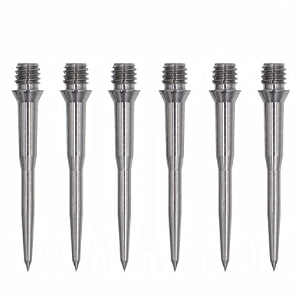 FOX SMILING Steel Dart Spitze Tip Converter Points 2BA, Replacement Tips Metal Needel Tips Darts (6PCS Edelstahl Spitzen)