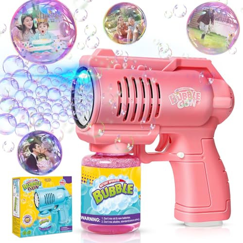 Panacare Seifenblasenpistolen, Seifenblasenmaschine Gun Kinder 4000+ Blasen/Minute mit 130ML Seifenblasenlösung, bubble machine Geschenk für Kinder/Geburtstag/Party, Bubble Gun (Pink)