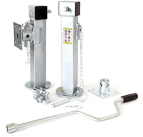 XPOtool Stützen Set für Kipper Hochlader Anhänger, 140 x 140 x 415 mm, Stützlast 1350 kg pro Stütze, Hub 240 mm, klappbare Stützfüße