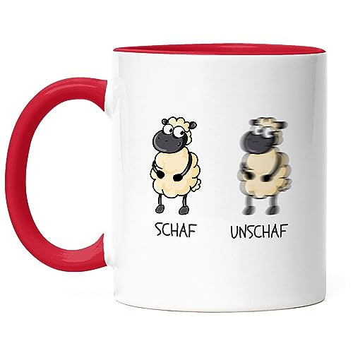Hey!Print Schaf Unschaf Tasse Lustig Wortwirt Wortspiel Fotograf Geschenk Fotografie Tasse Rot