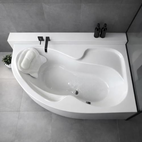 ECOLAM Eckbadewanne WELA 170x100 rechts Schürze Kopfkissen Mare Antirutsch | direkt vom Hersteller Top Qualität echtes Sanitäracryl rutschfest Verkleidung keine Fliesen nötig Ablauf Füße im Set