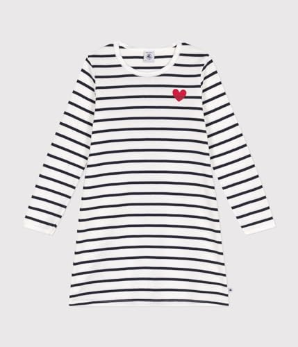 Petit Bateau A0AU5 Chemise de Nuit Manches Longues Fille, Marshmallow/Smoking 8 Ans