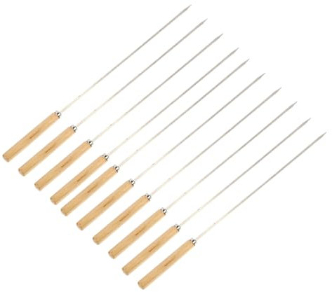 FONDOTIN 10stücke Grillspieße Aus Edelstahl Flache Kabob Spieße Für Fleisch Garnelen Hähnchen Und Gemüse Spieße Zum Bbq Braten