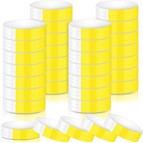 Harrycle 1200 Stück Einlassbänder Party Eintrittsbänder Festival Handgelenkband Leichte Event Armbänder Papier Wasserdichtes Kontrollbänder für Konzert Clubs Wasserpark (Neon Gelb)