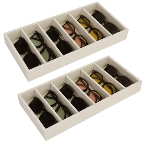 JETEHO 2 Pack Sunglasses Organizer Storage Glasses Holder Velvet Jewelry Tray, Glasses Organizer Eyeglasses Sunglasses Tray for Jewelry Display Watch