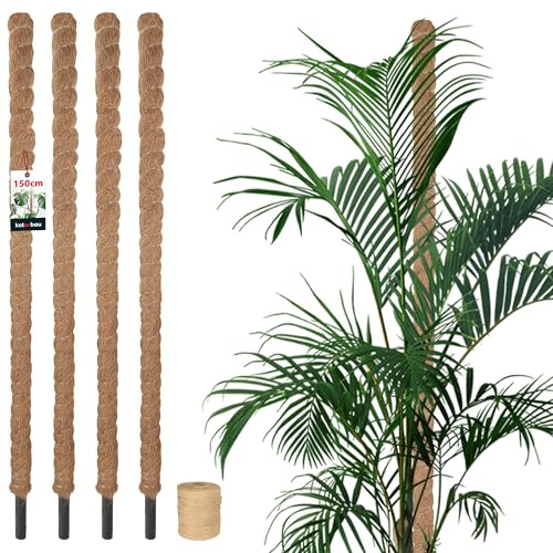 KOTARBAU® Moosstab für Monstera ⌀ 3,2x150 cm, Rankhilfe für Zimmerpflanzen | Kokosstab für Philodendron & Efeutute, Pflanzstab, Pflanzenstütze aus Kokosfaser, Braun, 4er Set