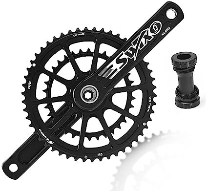 170/172,5/175 mm Rennrad-Kurbelgarnitur, Aluminium, hohl, integrierte Fahrrad-Kurbelgarnitur mit 50/34 Zähnen, 52/36 Zähnen, 53/39 Zähnen GXP-Doppelkettenblatt und Innenlager mit Gewinde, ultrale