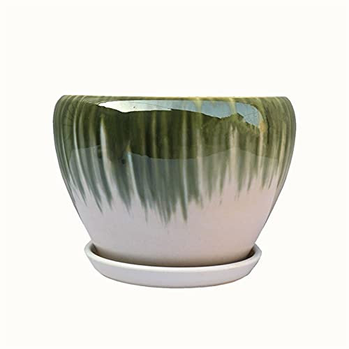 pots en terre cuite, Pots de Fleurs en Céramique Créatif Four Changeant Pots de Plantes en Forme de Bol émaillé Conteneur de Plantes Moderne Rond avec Soucoupes for Cactus de Jardin extérieur intérieu