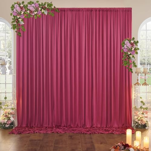 3 x 3 m Borgoña Cortina para telón de fondo, cortina de fondo de fiesta burdeos fondo de boda, poliéster burdeos fondo cortinas para cumpleaños baby shower bautizo ducha nupcial