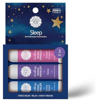 Aromatherapy Nasal Inhaler Sticks Collection - All-Natural Wellness Kit | Made with Undiluted Essential Oil Blends for Overall Well-Being (3 Pack, Sleep)