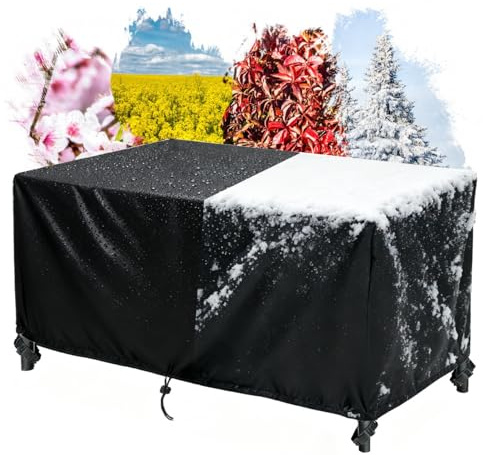 AJALGZ Abdeckungen für Gartenmöbel Wasserdicht 180x150x110cm/LxBxH Schwerlast Regenschutz und Staubfest Gartentisch Abdeckung Abdeckplane Rechteckige Abdeckung Gartenmöbel Winterfest-Schwarz