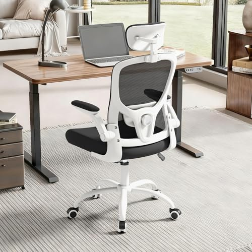 TLLMOON Ergonomic Office Chair, White and Black Computer Desk Chair