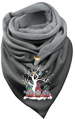 Schal Damen Winter Weihnachtsschal, Halstuch Damen, Dreieckstuch Damen, Kaschmir Schal mit Weihnachts Lustig Motiven Und Knopf Strick Dreiecksschal Damen Funky Wollschal Damen Musselintuch Herbstschal