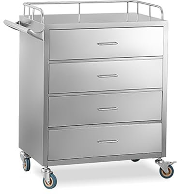 QUSYZD Carrello da Lavoro in Acciaio Inossidabile con Ruote, Carrello in Acciaio Inossidabile a 1 Strato con 4 cassetti, Carrello da Laboratorio Mobile per cliniche, per OSP,