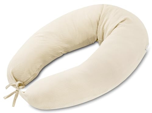 Totsy Baby Cuscino di sostegno 190 cm cuscino di posizionamento adulti – lungo cuscino relax per leggere e appoggiarsi sostiene schiena e gambe fodera sfoderabile con zip Beige Chiaro Oeko-Tex