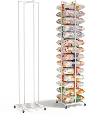 Rolling Pillow Storage Rack Organizer, Adjustable Pillow Display Rack, Metal Throw Pillow Storage Rack, Decorative Pillow Organizer Storage, Bed Pillow And Cushion Stand for Retail,Home,Hotel,School