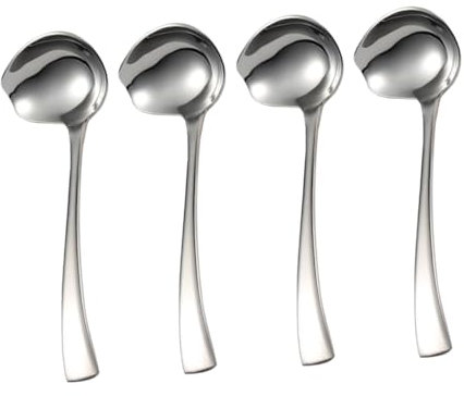 TOPPERFUN 4pezzi Cucchiai in Acciaio Inossidabile Per Salsa Cucchiaio Da Portata Manico Lungo Adatto Per Salse Zuppe Pasta e Insalate