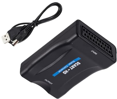 Lerpwige Convertisseur d'interfaces péritel vers multimédia 1080p - Pour les anciens appareils avec écrans modernes - Avec câble d'alimentation USB
