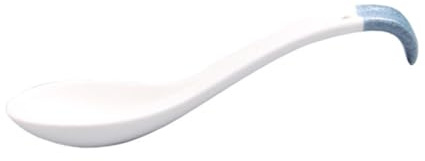 TOPPERFUN Japanese Style Ceramic Serving Spoon Ladle Spoon for Rice Soup Household Tableware Flatware Comfortable to Hold Curve Handle for Home Restaurant Hotel