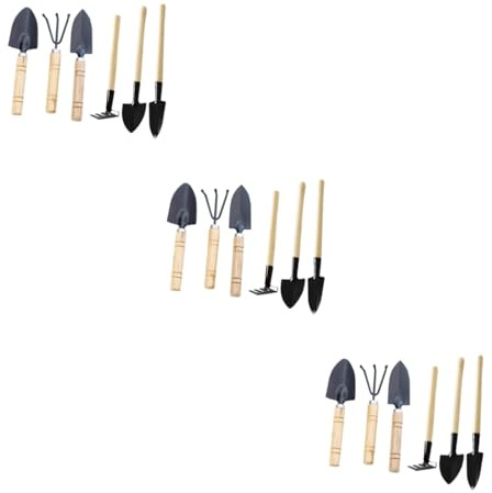 BESTonZON Lot De 6 Outils De Jardinage Manche pour Plantes Truelle Longue Houes De Jardin pour Pelles De Jardinage Kit D'Outils De Jardinage Râteau Désherbeur Bêche À Gazon