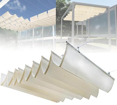 ZYLDDS Retrattile Onda Vela Parasole,Esterno Impermeabile Copertura Pergola A Baldacchino con Kit di Montaggio,Telo Ombreggiante,85% Tasso di Ombreggiatura,per Pergola,1.7 * 6m