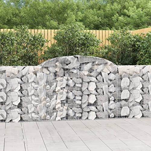 HaoChrymec Gabions à Arc Haut with Fer Galvanisé, Design Robuste, Gabion Jardinière, Cage en Métal, Panier à Pierre, Parterre Surélevé en Gabion, Jardinière à Gabion, 300 x 30 x 100/120 cm