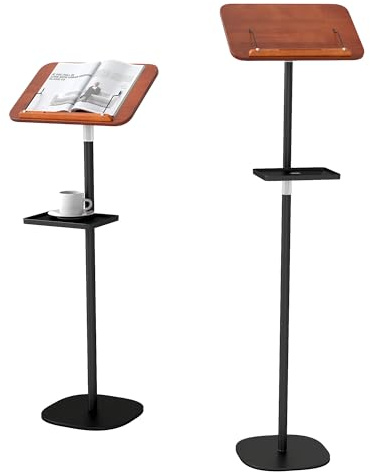 lesolar Lectern Podium Stand with Storage Tray Height Adjustable Portable Standing Desk Table Steady Book Stand with Bookmark, Computer Book Holder Teacher Podium for Church Weddings Speech