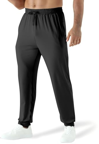 Jupmov Sweatpants for Men Lightweight Gym Track Pants | 4-Way Stretch Joggers with 3 Zip Pockets, Quick Dry Track Pants, Lightweight & Breathable Slim Fit Jogging Pants