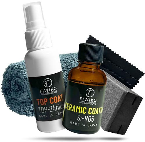 Fiwiko SI-R05 Revêtement Céramique 30 ml Set – Protection du Vernis jusqu’à 48 Mois – Brillance Profonde & Effet Hydrophobe Lotus – Nano Coating pour Voiture, Moto & Jantes – Finition Professionnelle